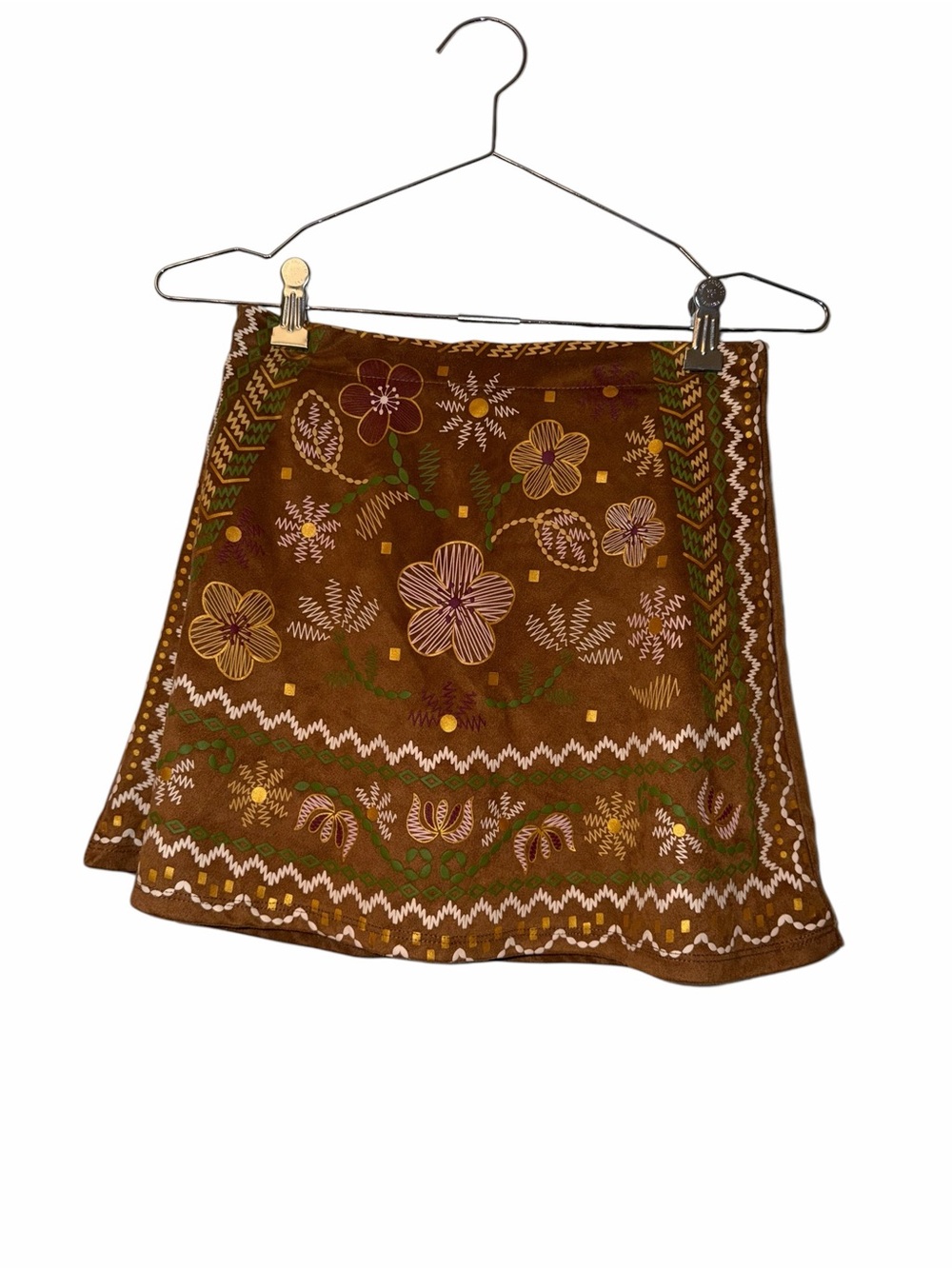 Amy Byer girls faux suede floral tribal pull on skort skirt sz lg 14 western